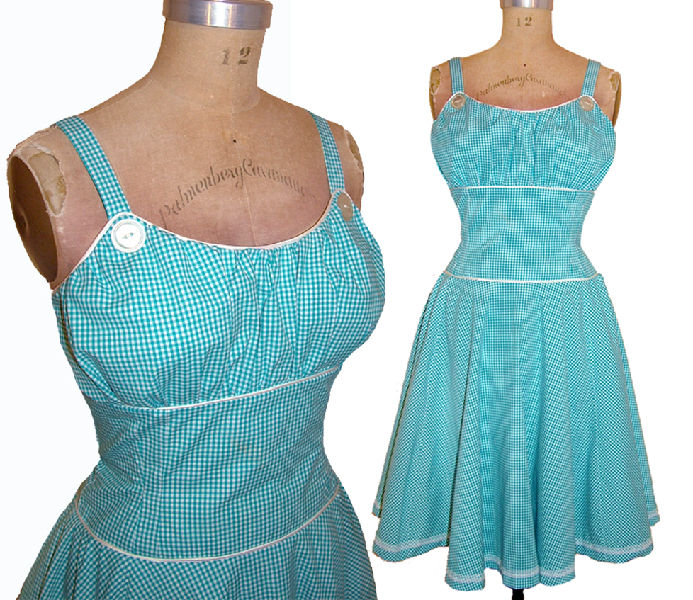 1950s Style Gathered Bust Dropped Waist Dress with Ribbon and Bows Full Gathered Side Skirt Custom Made In Your Size From a Vintage Pattern 1955