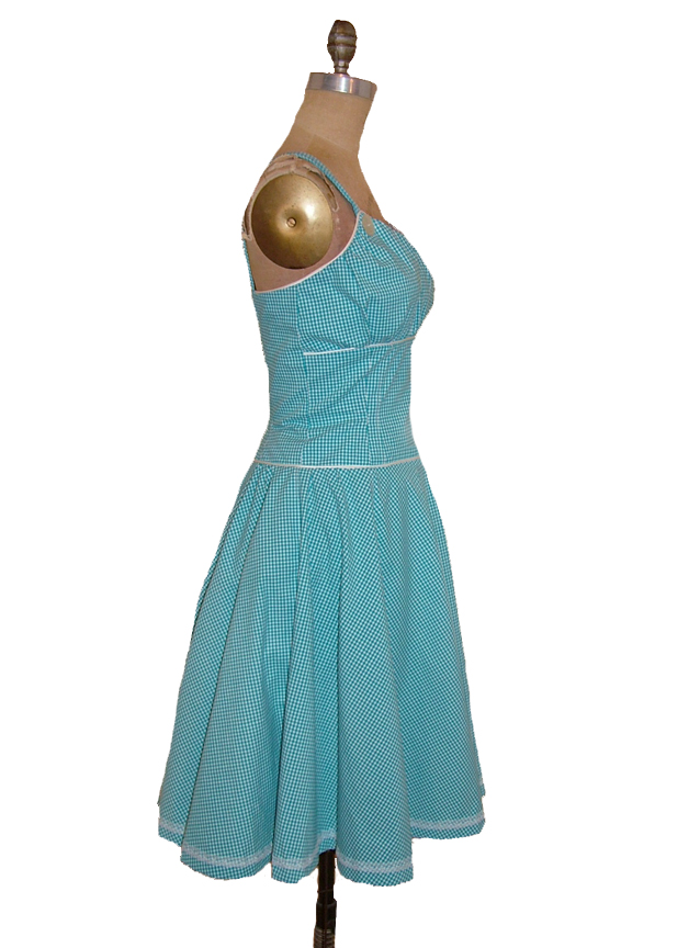 1950s Style Gathered Bust Dropped Waist Dress with Ribbon and Bows Full Gathered Side Skirt Custom Made In Your Size From a Vintage Pattern 1955