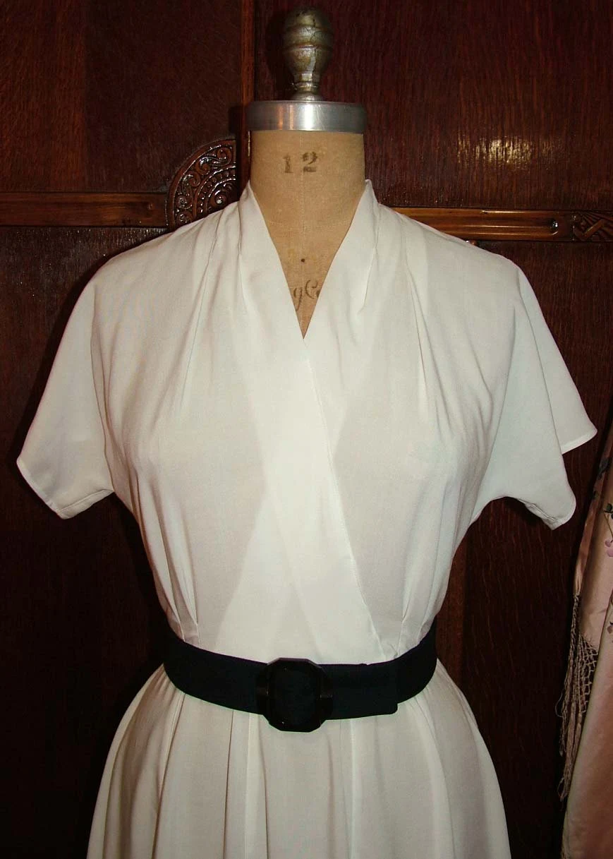 1950s Style V Neck Surplice Dress with Full Eight Gore Skirt Custom Made in Your Size From a Vintage Pattern 1956