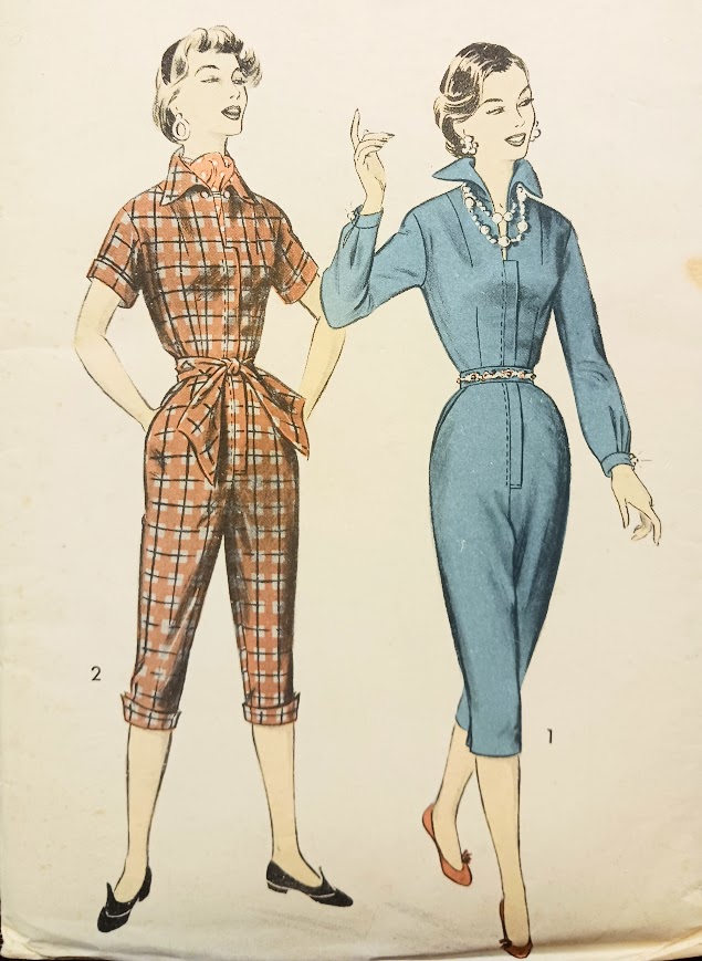 1950s Style Coverall Jumpsuit with Wing Collar and Capri Pants Custom Made in Your Size From a Vintage Pattern 1955