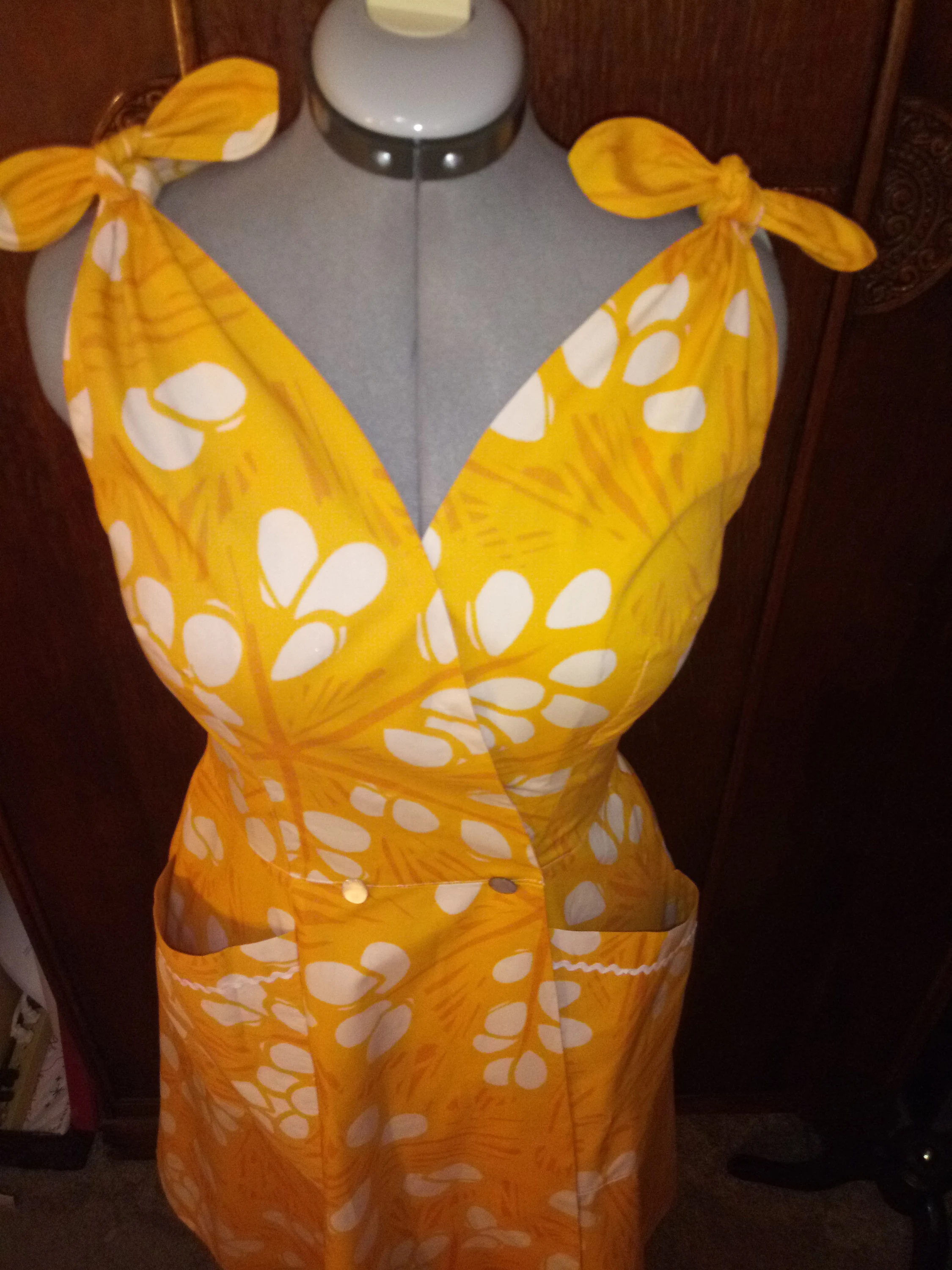 1950s Style Wrap Around Dress with Shoulder Bows and Pockets Custom Made in Your Size From a Vintage Pattern 1954