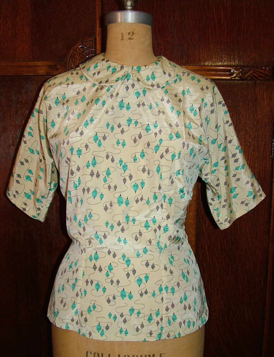 1950s Style Peter Pan Collar or Mock Neck Blouse Custom Made in Your Size From a Vintage Pattern 1953