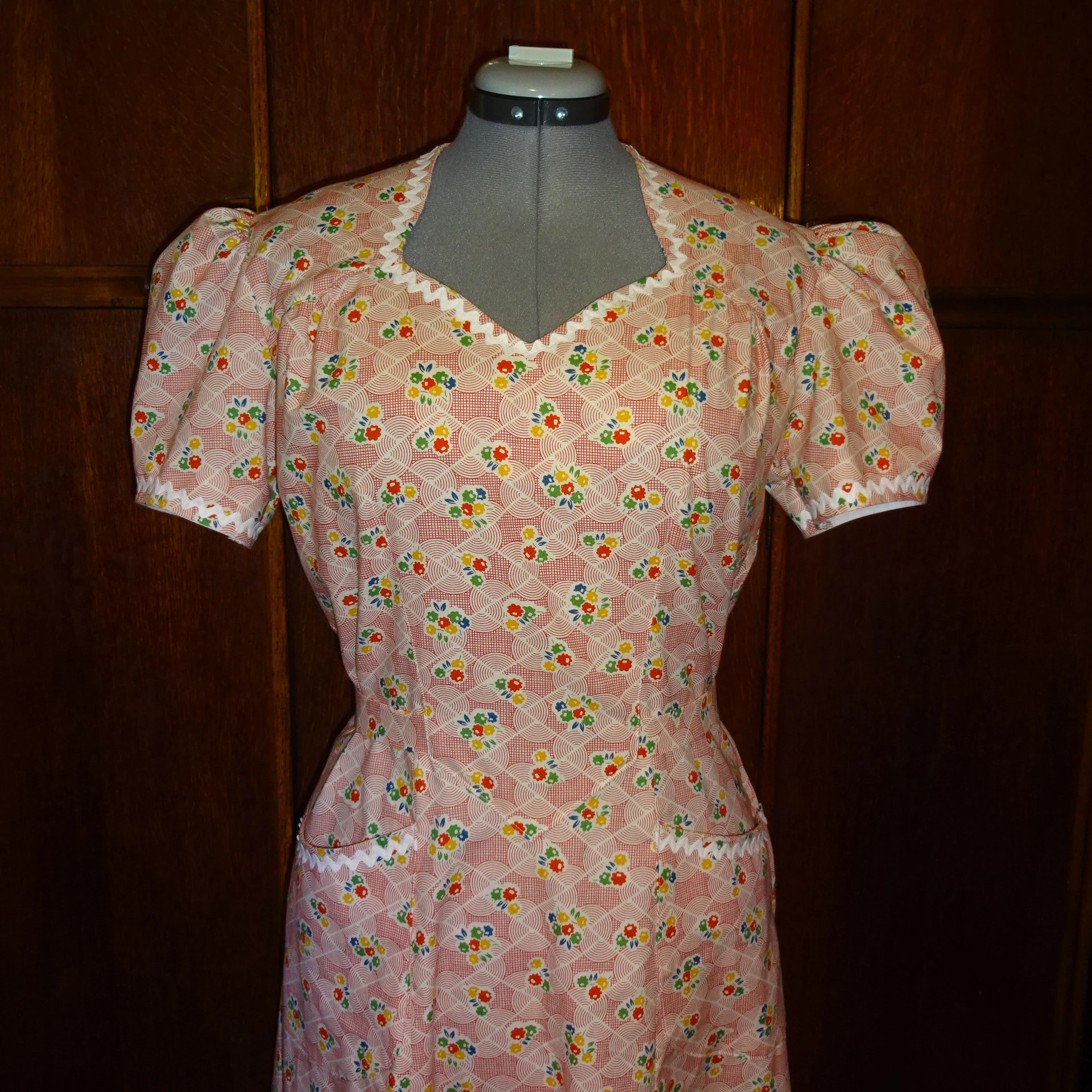 1950s Style Sweetheart Neck House Dress with 6 Gore Skirt and Patch Pockets Custom Made in Your Size From a Vintage Pattern 1951
