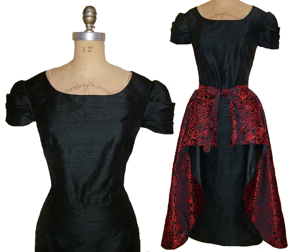 1950s Style Scoop Neck Wiggle Dress With Detachable Peplum Bustle Custom Made in Your Size From a Vintage Pattern 1951