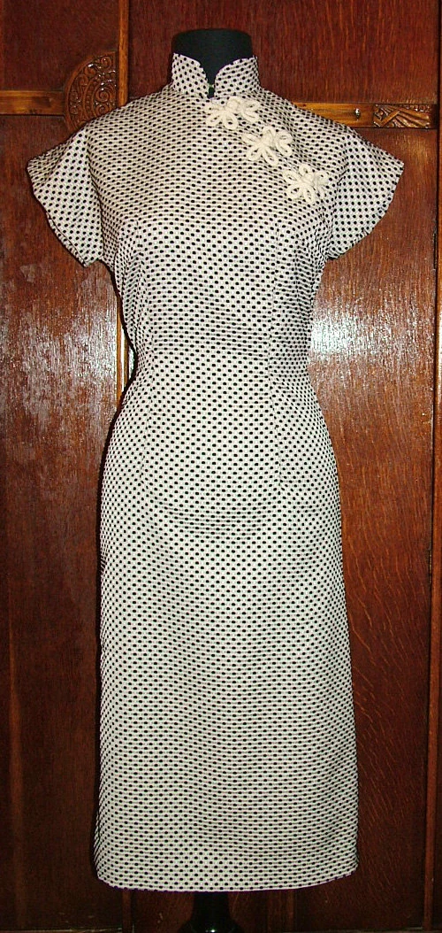 1950s Style Asian Cheongsam Wiggle Dress Custom Made in Your Size From a Vintage Pattern 1955