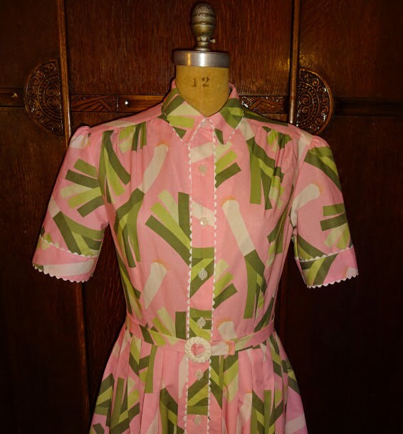 1950s Style Classic Button Up Shirt Dress with Pencil or Full Pleated Skirt Custom Made in Your Size From a Vintage Pattern 1957