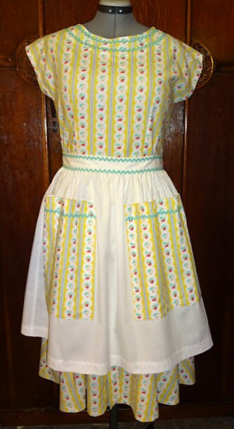 1950s Style Wrap Around House Dress and Apron Custom Made In Your Size From a Vintage Pattern 1952