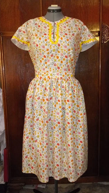 1950s Style Wrap Around Dress with Keyhole Neck and Flutter Sleeves Custom Made in Your Size From a Vintage Pattern 1954
