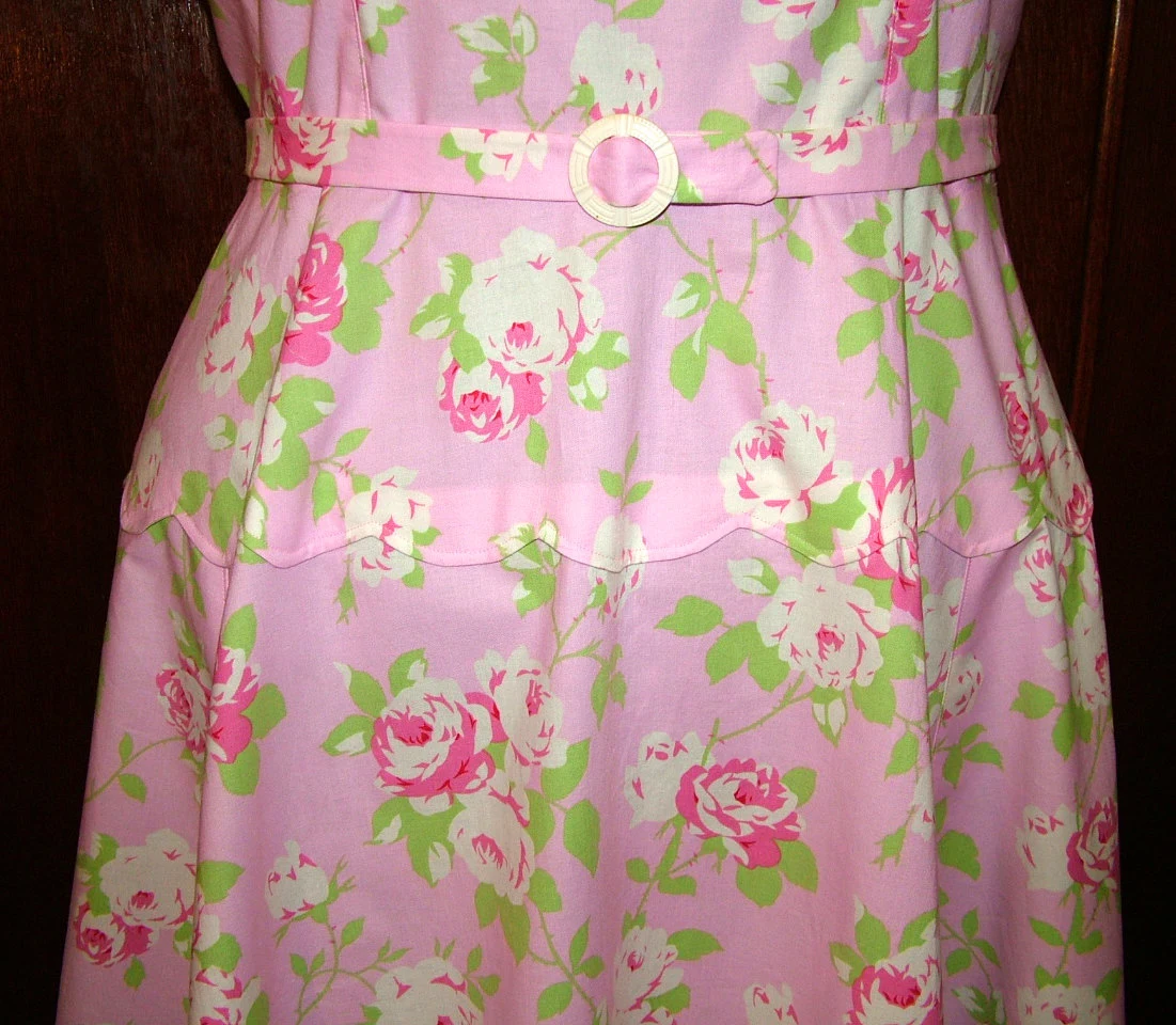 1940s Style Summer Dress with Scalloped Details and Full Circle Skirt Custom Made In Your Size From a Vintage Pattern 1948
