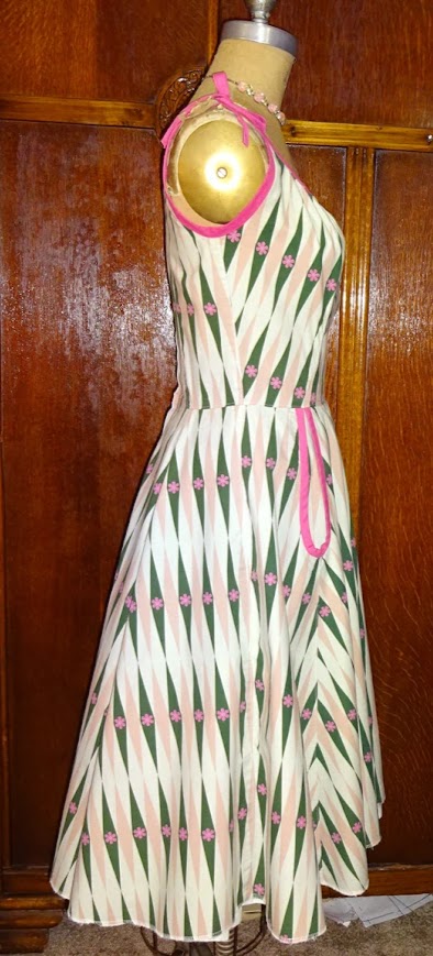 1950s Style Cute Summer Dress With Tie Shoulders and Dutch Pockets Full Skirt Custom Made In Your Size From a Vintage Pattern 1953