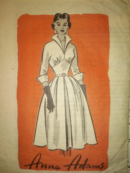 1950s Style Pointed Midriff Wing Collar Full Skirt Dress Custom Made in Your Size From a Vintage Pattern 1952