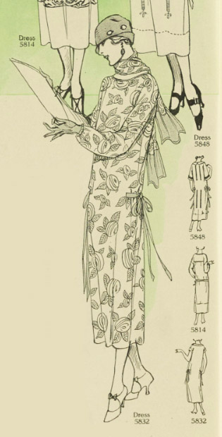 1920s Style Scoop Neck Drop Waist Dress with Hip Gathers and Ties and Optional Scarf Custom Made in Your Size From a Vintage Pattern 1925