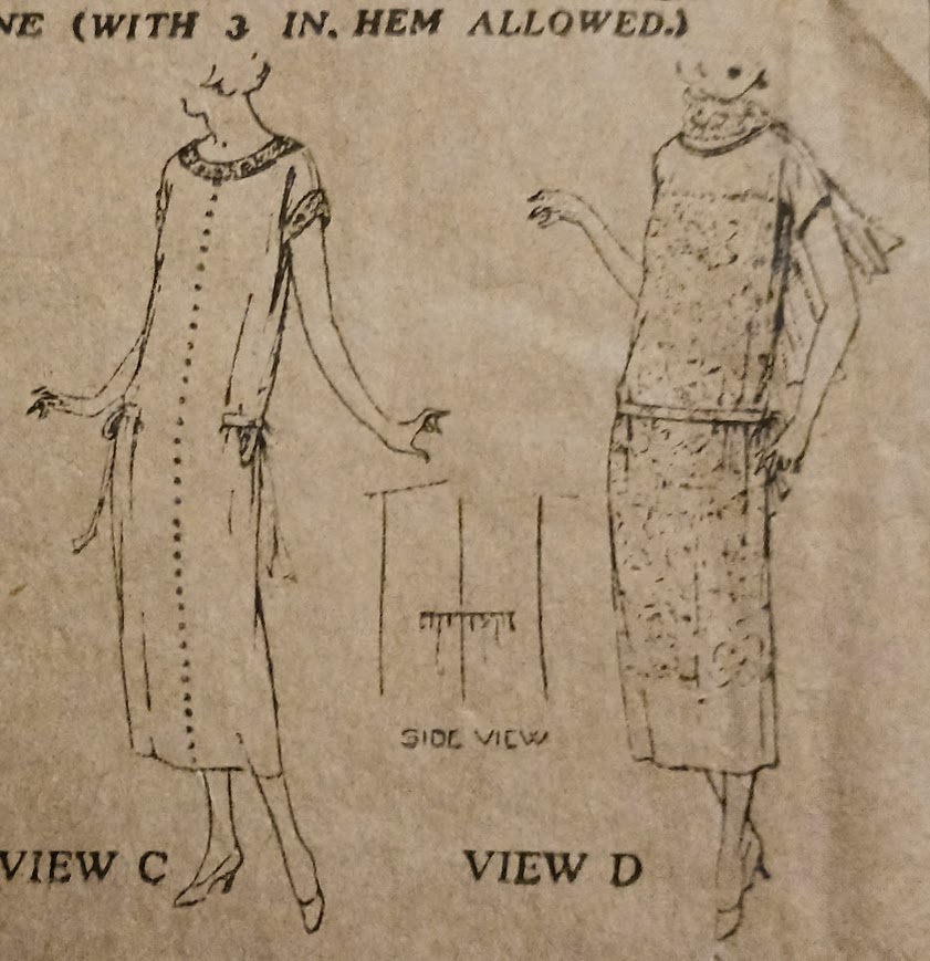 1920s Style Scoop Neck Drop Waist Dress with Hip Gathers and Ties and Optional Scarf Custom Made in Your Size From a Vintage Pattern 1925