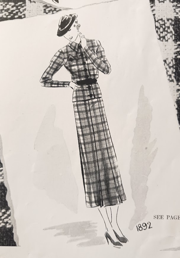 1930s Style 2pc Button Up Color Block Blouse and Slim Skirt Set Custom Made in Your Size From a Vintage Pattern 1935