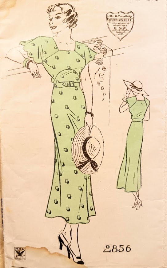 1930s Style Scalloped Raglan Sleeve Dress with Slim Skirt Custom Made in Your Size From a Vintage Pattern 1934