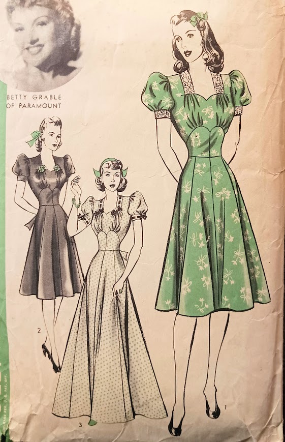 1940s Style Gathered Bust Sweetheart Neck Dress with Eight Gore Flare Skirt Custom Made in Your Size From Vintage Pattern 1941