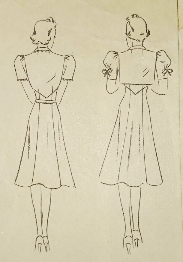 1930s Style Wide Collar Gathered Bust Dress with Optional Bolero Jacket Custom Made in Your Size From a Vintage Pattern 1939