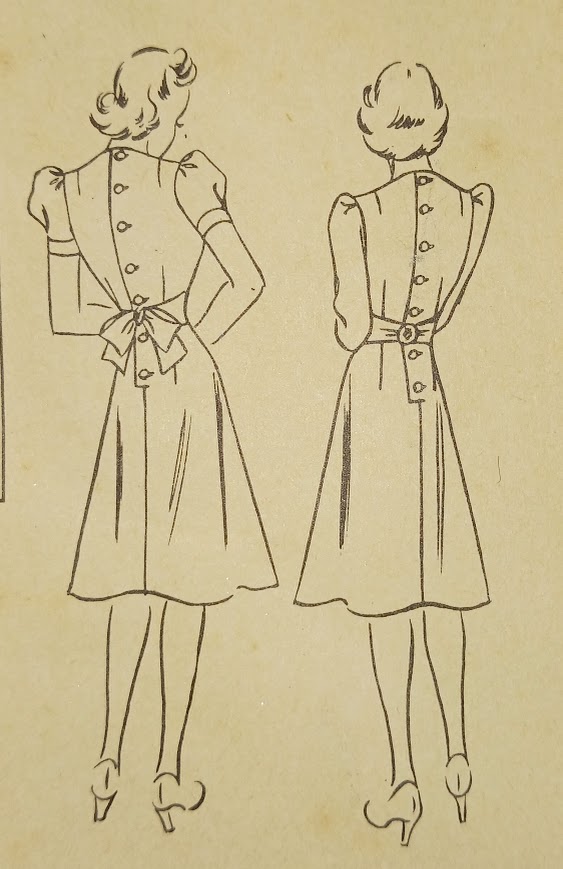 1940s Style Square Neck Gathered Bust Dress with Pointed Midriff Custom Made in Your Size From a Vintage Pattern 1940