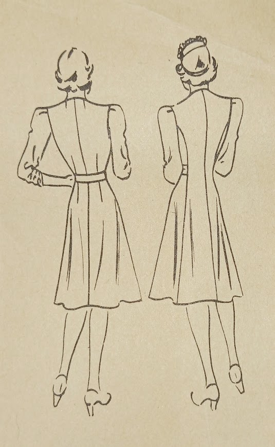 1940s Style Gathered Surplice Bust Dress with Optional Princess Coat Custom Made in Your Size From Vintage Pattern 1940