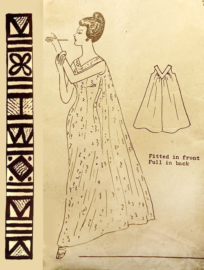 1950s Style Hawaiian Polynesian Waterfall Maxi Dress Custom Made in Your Size From a Vintage Pattern 1960