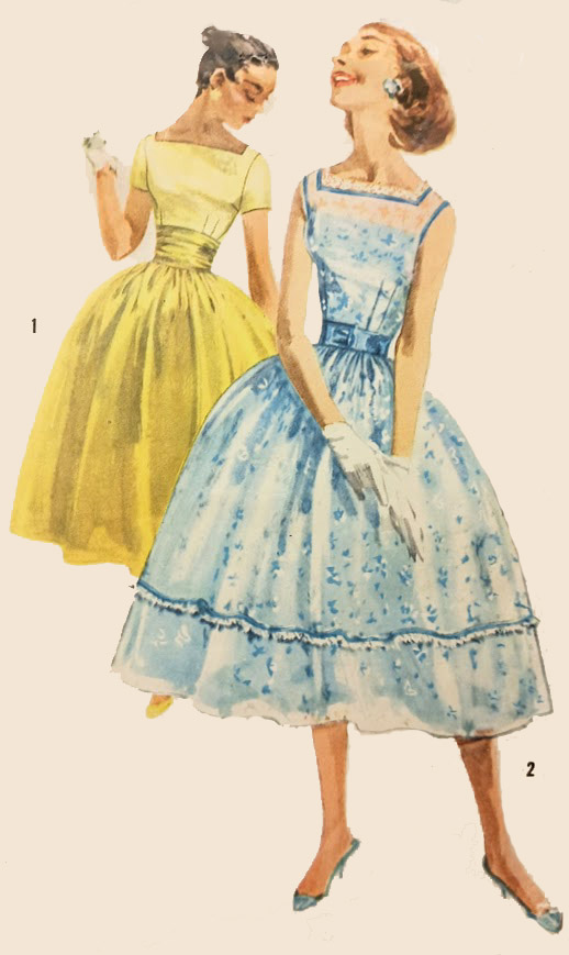 1950s 2pc Style Square Neck Blouse and Full Gathered Skirt Set Custom Made in Your Size From a Vintage Pattern 1957