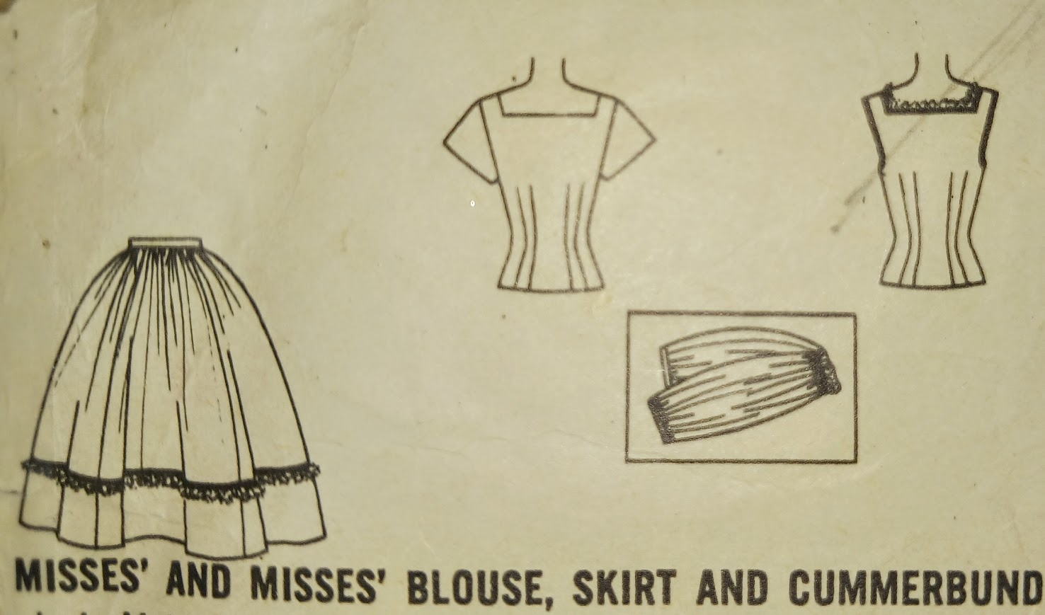 1950s 2pc Style Square Neck Blouse and Full Gathered Skirt Set Custom Made in Your Size From a Vintage Pattern 1957