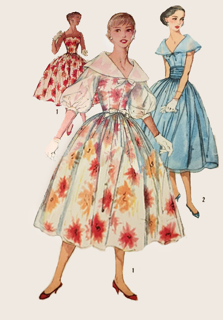 1950s Style 2pc Wide Birtha Collar Dress and Slip Dress Set Custom Made in Your Size From a Vintage Pattern 1957