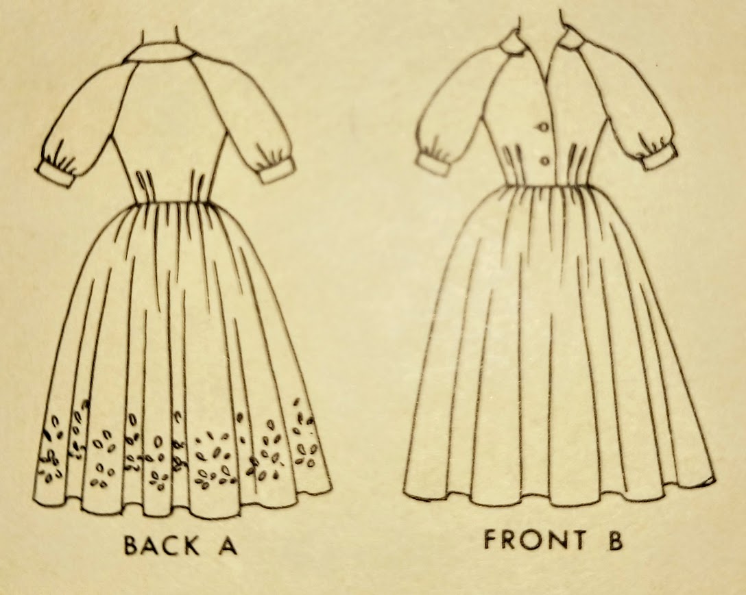 1960s Style V Neck Raglan Balloon Sleeve Dress with Full Skirt Custom Made in Your Size From a Vintage Pattern 1960