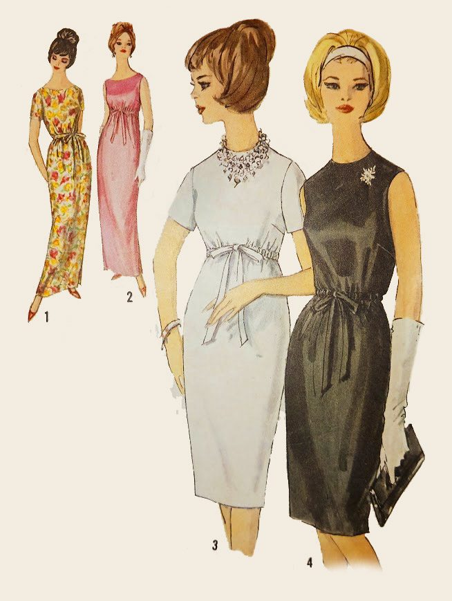 1960s Style Jewel or Scoop Neck Dress with Empire or Waist Length Drawstring Custom Made in Your Size From a Vintage Pattern 1963