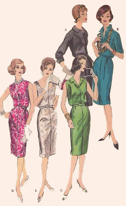 1960s Style Basic Dress with Slim Skirt and Finish Options Custom Made in Your Size From a Vintage Pattern 1961