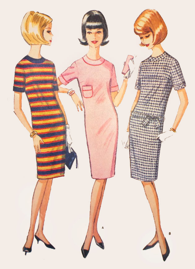 1960s MOD Style Sheath Dress with Neckband Custom Made in Your Size From a Vintage Pattern 1964