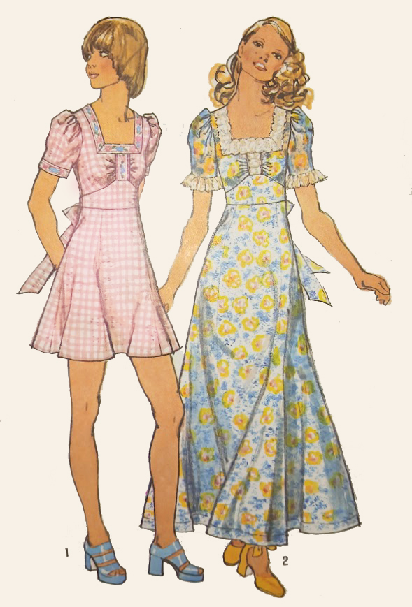 1970s Style Cottage Core Gathered Bust Maxi Mini Boho Peasant Dress Custom Made in Your Size From a Vintage Pattern 1973