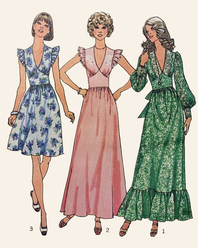 1970s Style Cottage Core Flutter Sleeve Maxi Boho Hippy Dress Custom Made in Your Size From a Vintage Pattern 1975