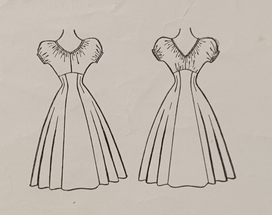 1950s Style Gathered Bust Milkmaid Dress with Full Circular Skirt Custom Made in Your Size From a Vintage Pattern 1954