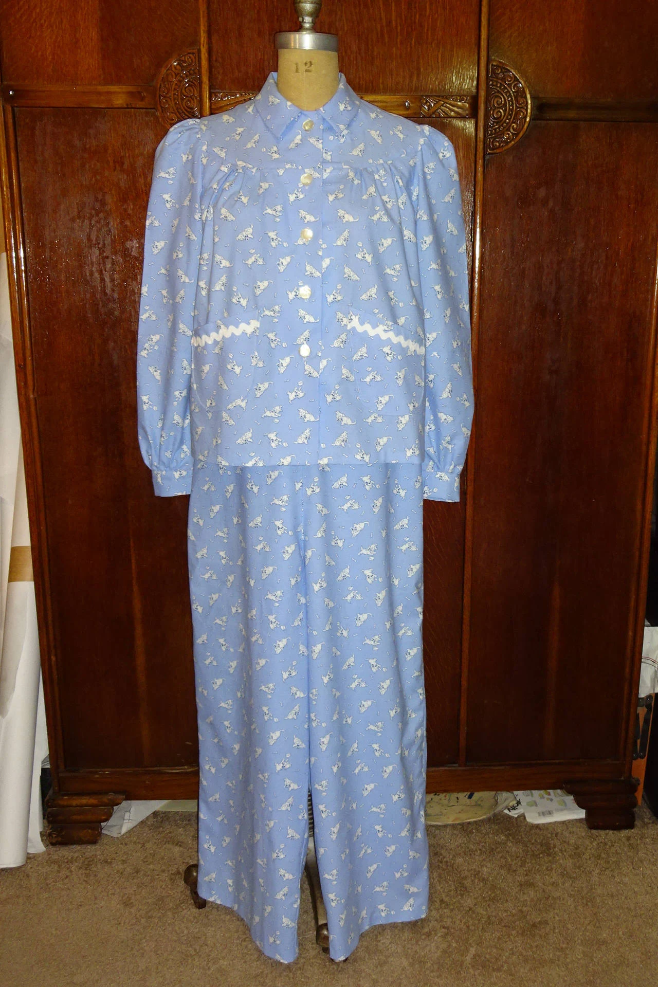 1940s Style Pajamas Lounge Blouse and Pants Custom Made in Your Size From a Vintage Pattern 1940