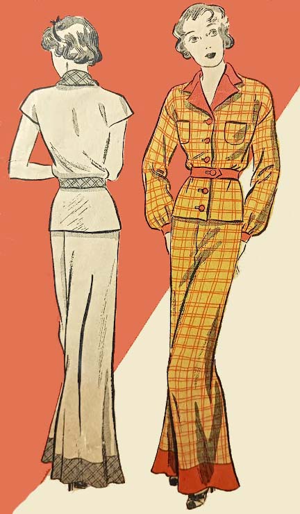 1930s Style 2pc Bell Bottom Pajamas Set Custom Made in Your Size From a Vintage Pattern 1935