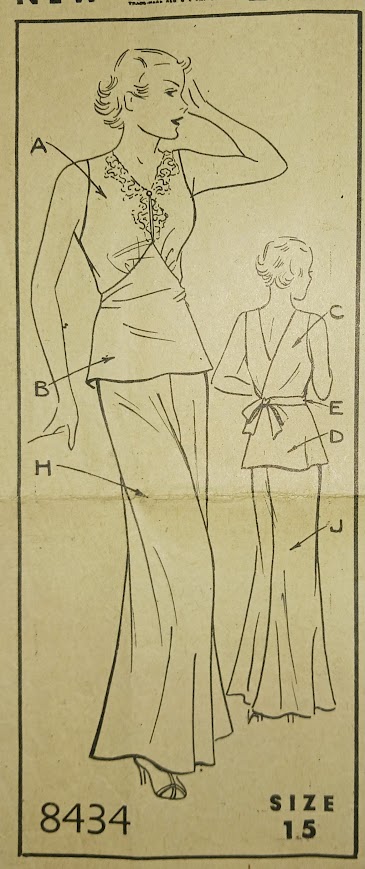 1930s Style 2pc Pajama Top and Bell Bottom Pants Set Custom Made in Your Size From a Vintage Pattern 1936