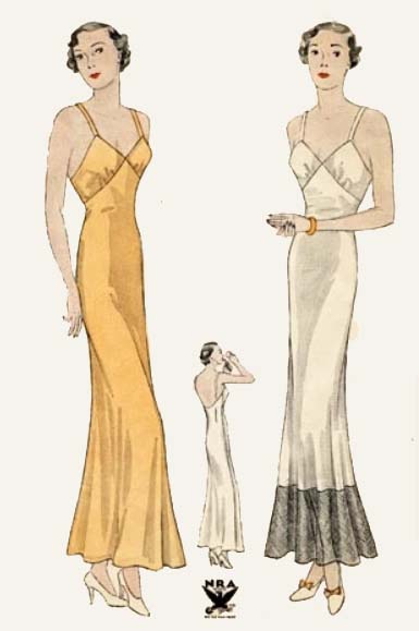 1930s Style Long Slip Dress or Night Gown with Circular Flounce Custom Made in Your Size From a Vintage Pattern 1934