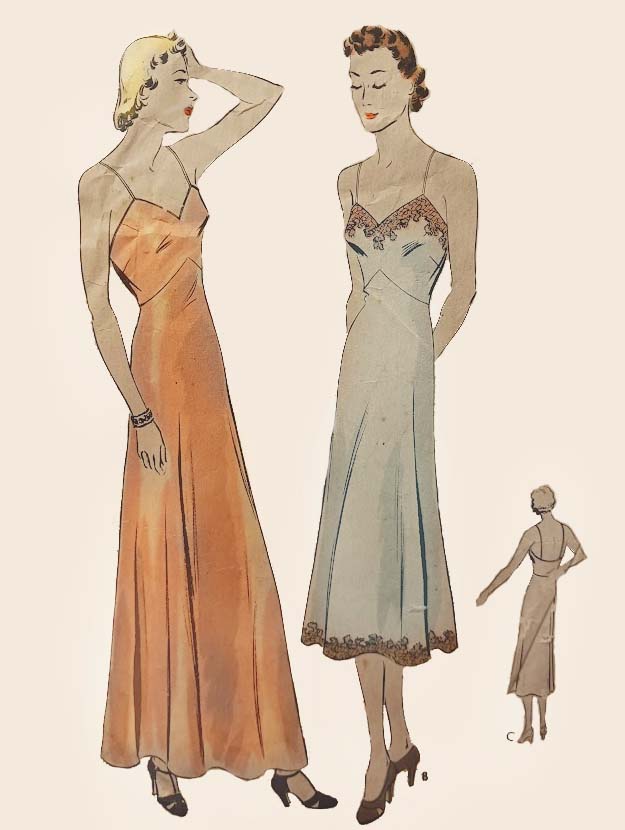 1930s Style Bias Cut Slip Dress or Night Gown Custom Made in Your Size From a Vintage Pattern 1938