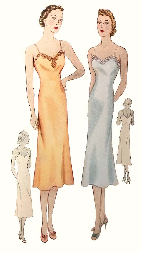 1930s Style Bias Cut Slip Dress or Night Gown Custom Made in Your Size From a Vintage Pattern 1937
