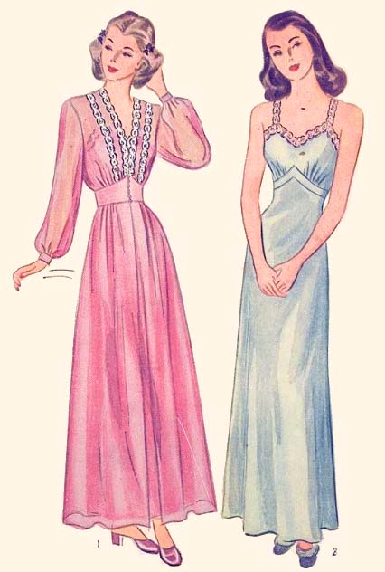 1940s Style Bias Cut Night Gown Slip and Negligee Robe Set Custom Made in Your Size From a Vintage Pattern 1944
