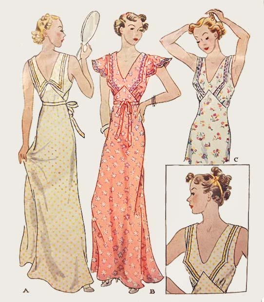 1930s Style Bias Cut Night Gown with Ric Rack Faggoting Detail Custom Made in Your Size From a Vintage Pattern 1937