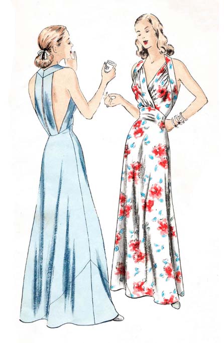 1940s Style Bias Cut Night Gown Dress with Gathered Surplice Bust Custom Made in Your Size From a Vintage Pattern 1947
