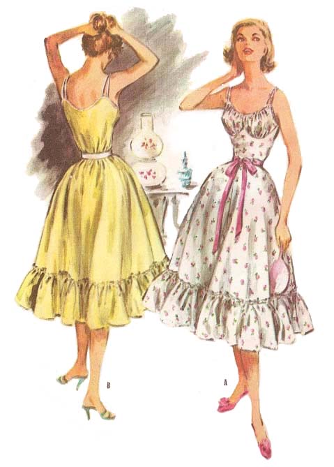 1950s Style Frothy Gathered Bust Night Gown Custom Made in Your Size From a Vintage Pattern 1955