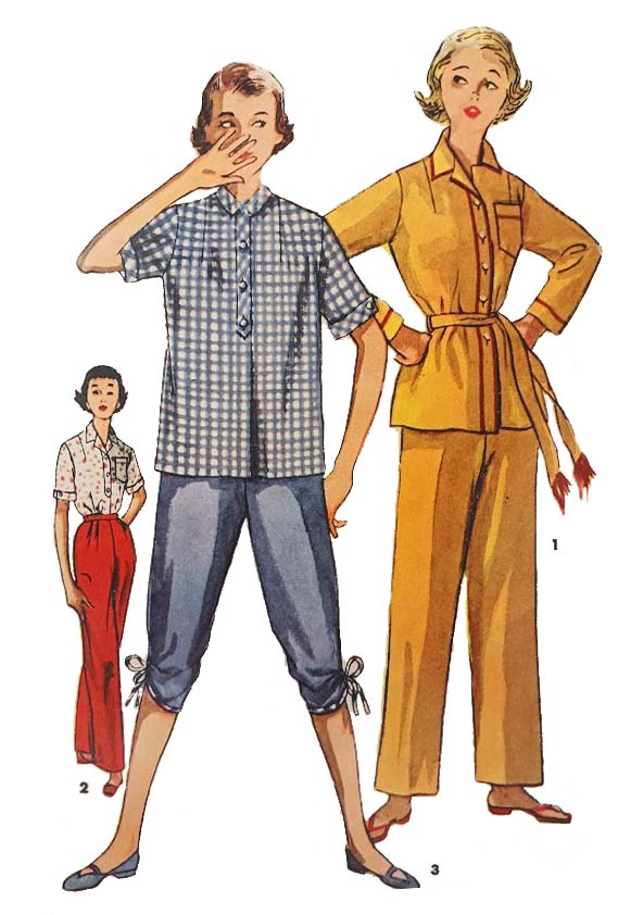 1950s Style 2pc Pajama Top and Capri Pants Set Custom Made in Your Size From a Vintage Pattern 1953