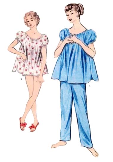 1950s Style 2pc Pajamas Babydoll Top and Bloomers or Pants Set Custom Made in Your Size From a Vintage Pattern 1955