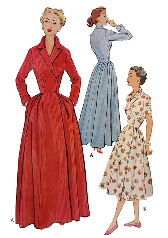 1950s Style Double Breasted Housecoat Robe Custom Made in Your Size From a Vintage Pattern 1952