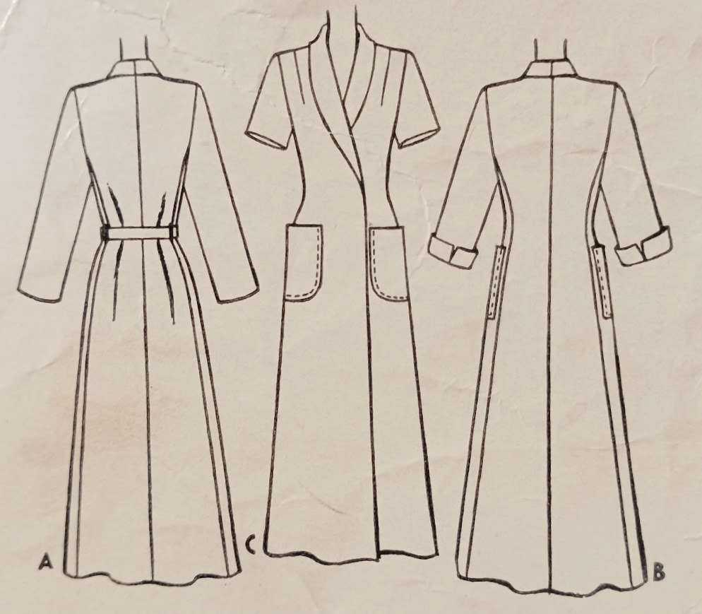 1940s Style Wrap Housecoat Robe Custom Made in Your Size From a Vintage Pattern 1948