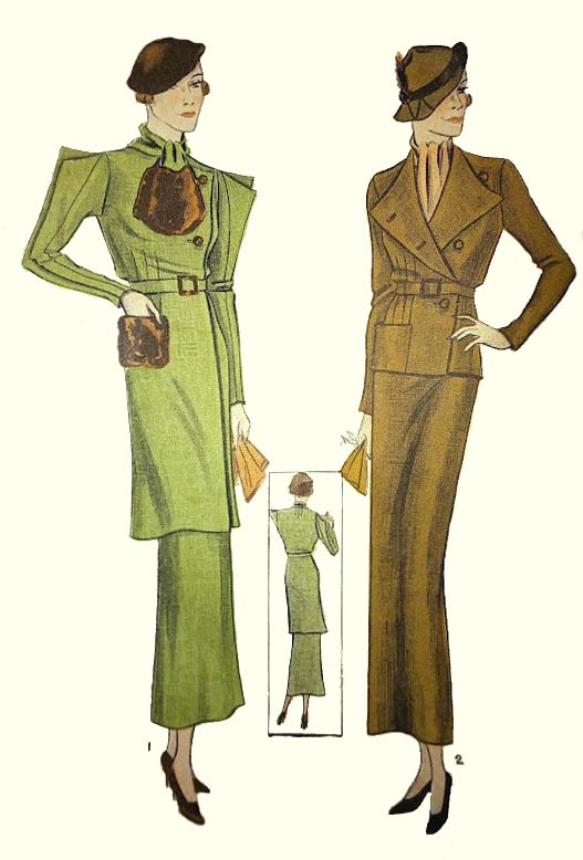 1930s Style Umbrella Sleeve Suit Jacket and Slim Skirt Custom Made in Your Size From a Vintage Pattern 1933