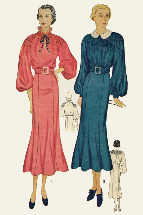1930s Style Mega Shirred Bishop Raglan Sleeve Dress Custom Made in Your Size From a Vintage Pattern 1935